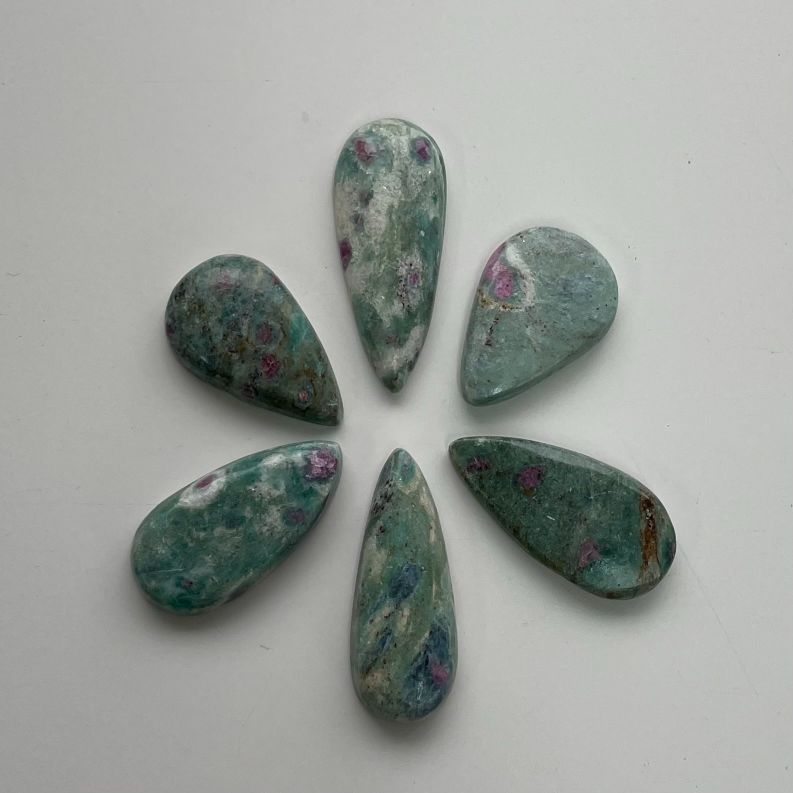 Ruby In Fuchsite Cabochon - Tear Drop - 1pc Ruby In Fuchsite Cabochon - Tear Drop - 1pc